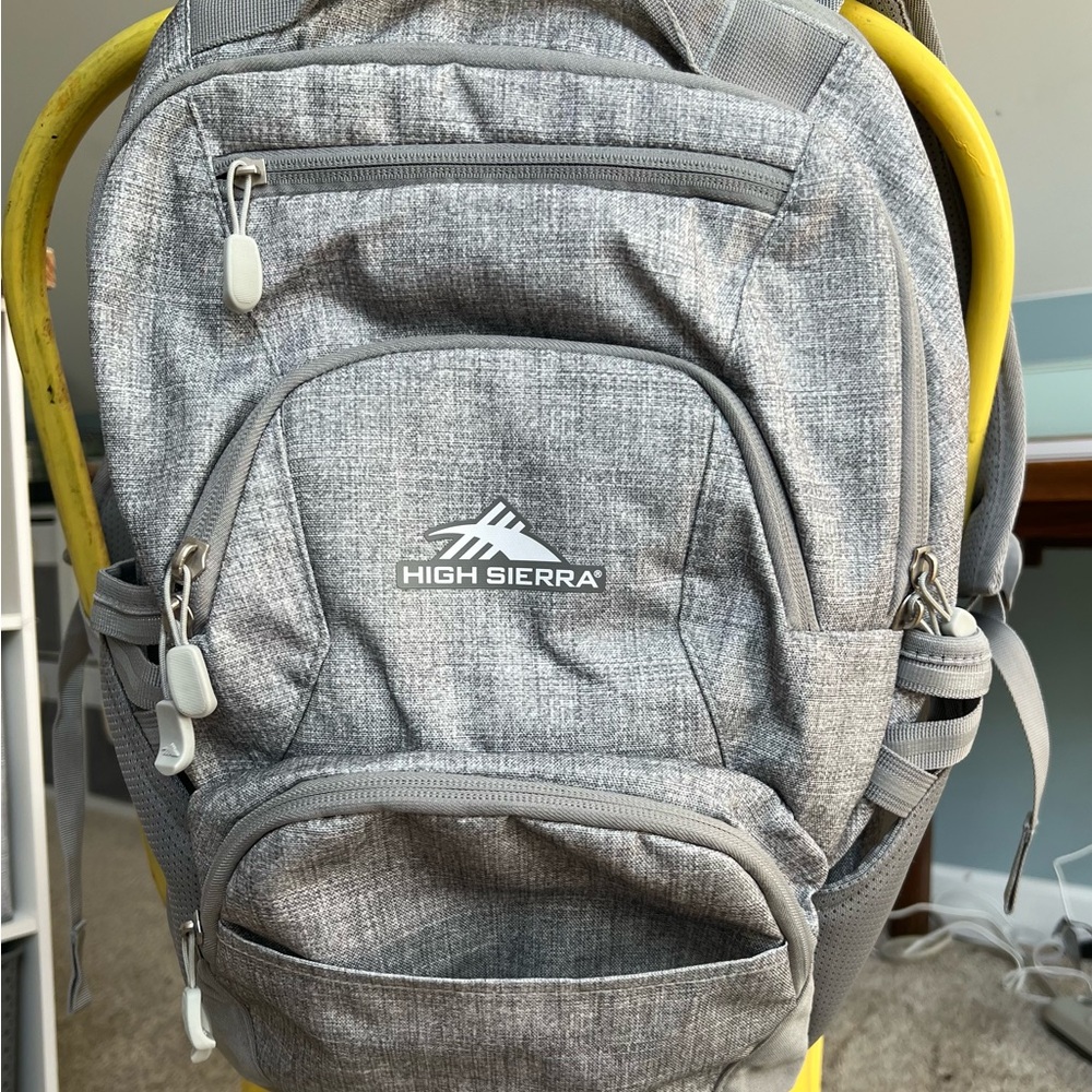 High Sierra Gray Backpack with Durable Design and Multiple Compartments